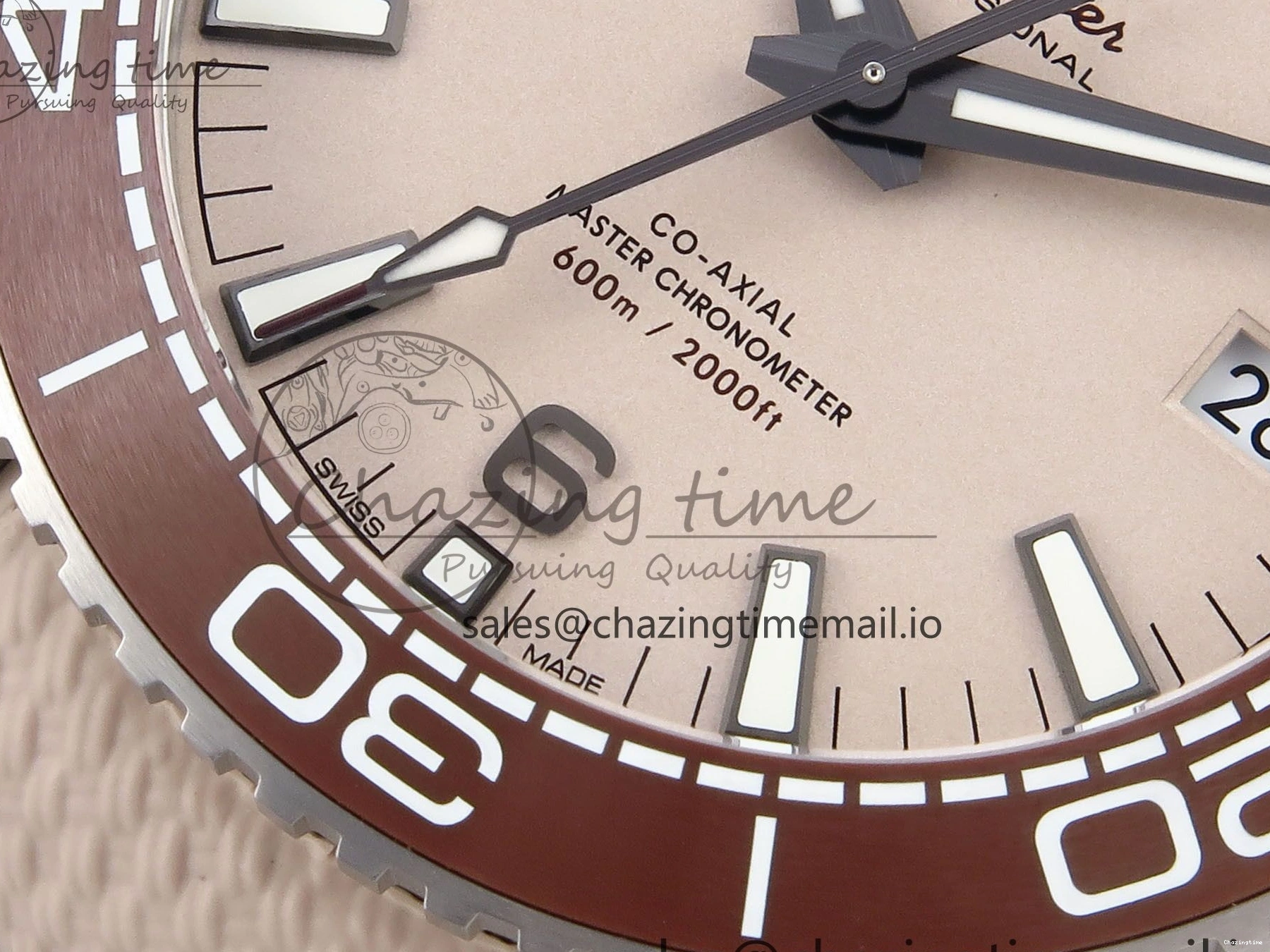 0204 Planet Ocean 43.5mm SS VSF 1:1 Best Edition Brown Bezel Sand Dial on Sand Rubber Strap A8900 Super Clone Neat 7710